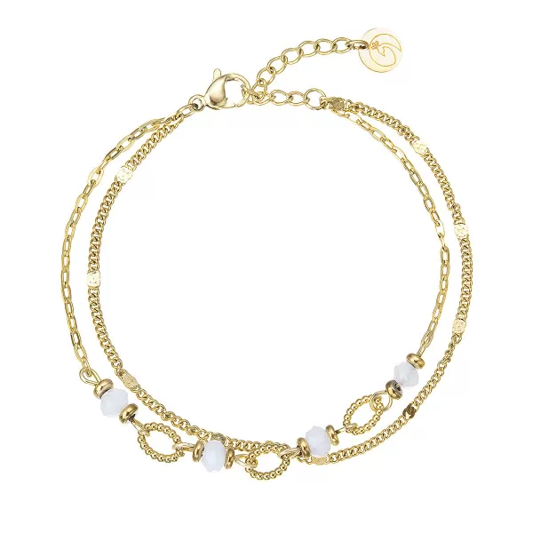 Náramek ocelový s bílým jadeitem 43064.1