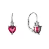 Stříbrné visací náušnice srdíčka 11650.3 ruby