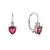 Stříbrné visací náušnice srdíčka 11650.3 ruby