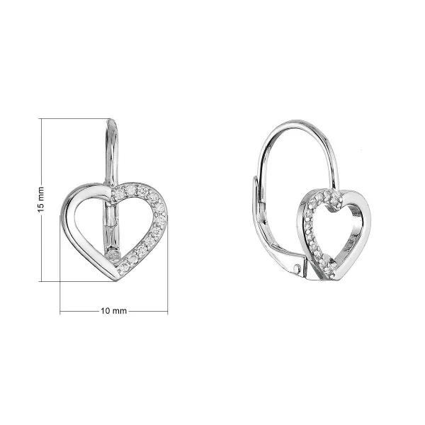 Stříbrné náušnice srdce 11716.1