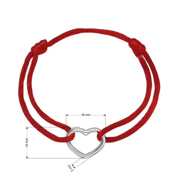Kabbalah náramek se stříbrným srdcem 13093.3 red