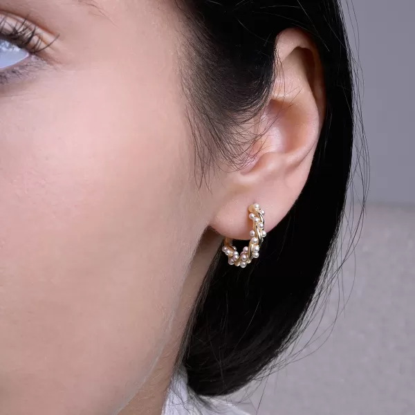 Pozlacené kruhy s perličkami 11810.1