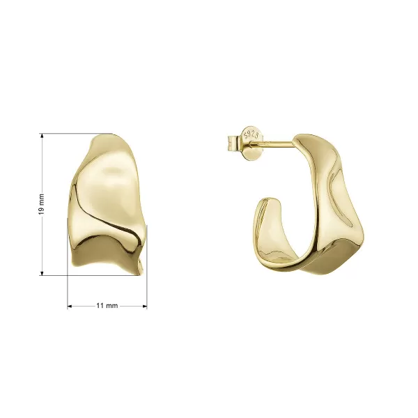 Pozlacené stříbrné náušnice s elegantními liniemi 61111