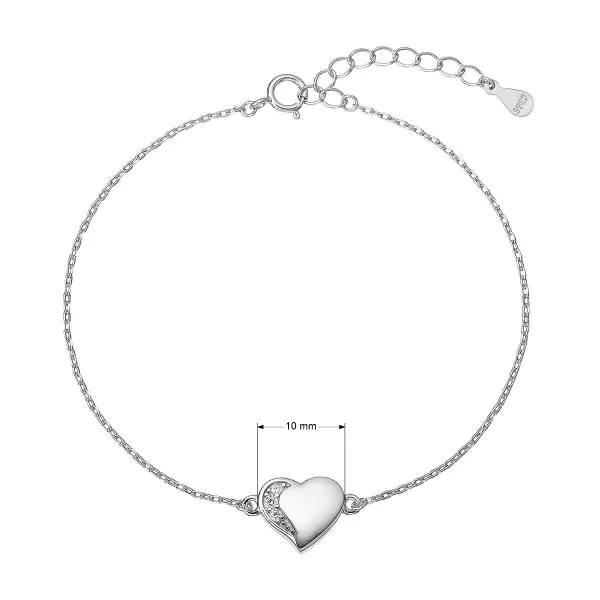 Stříbrný náramek se zirkony srdce 13105.1