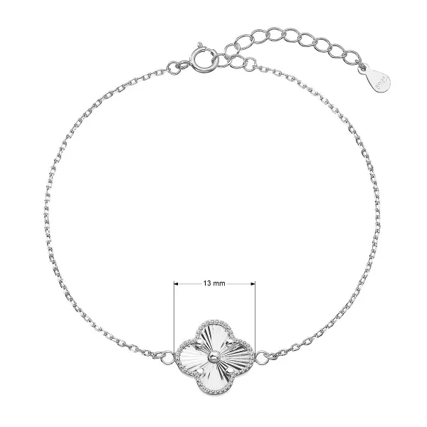 Stříbrný náramek se vzorovaným čtyřlístkem 63022