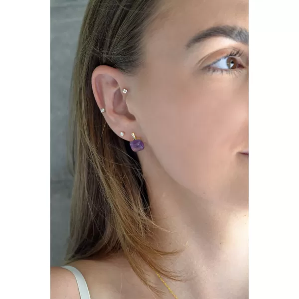 Pozlacené náušnice s pravým ametystem 11731.3