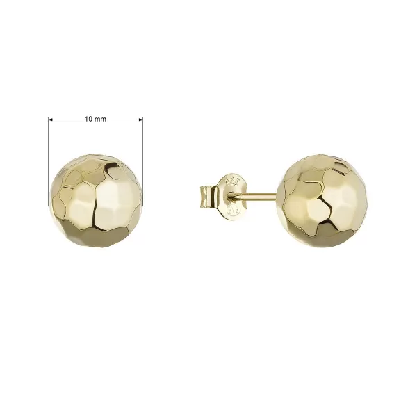 Pozlacené stříbrné náušnice pecky tvarovaná kulička 61144