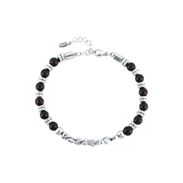 Ocelový náramek s achátem 43083.3 černý