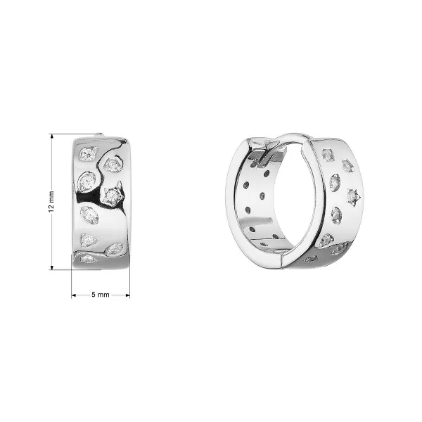 Stříbrné náušnice kruhy se zirkony 11615.1