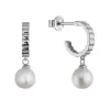 Stříbrné náušnice kruhy se zavěšenou říční perlou 21129.1
