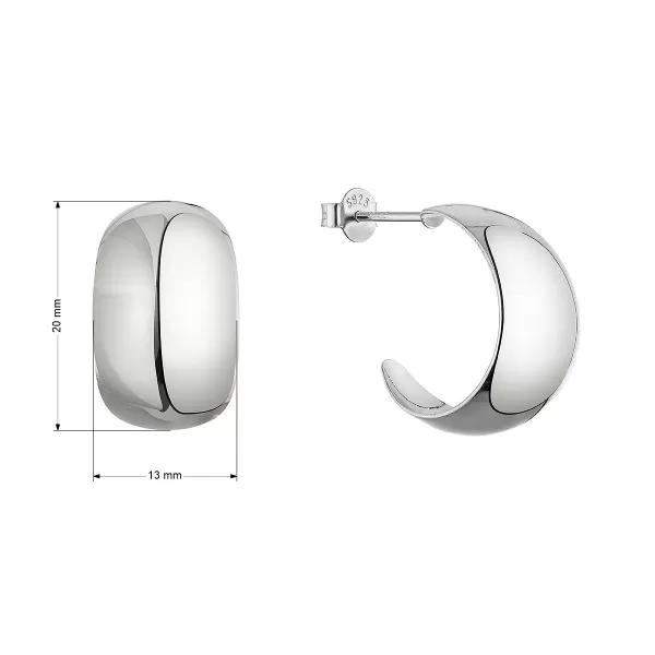 Stříbrné náušnice lesklé půlkruhy 61090