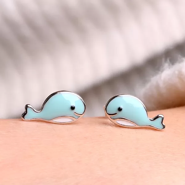 Stříbrné náušnice velrybky 61142