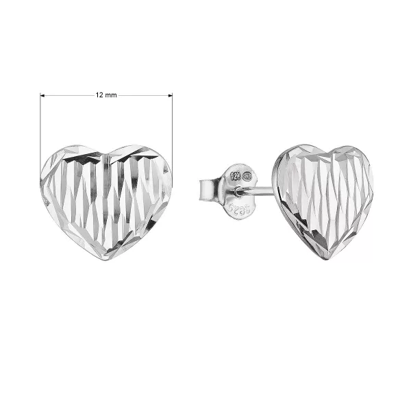 Stříbrné náušnice srdce 61098