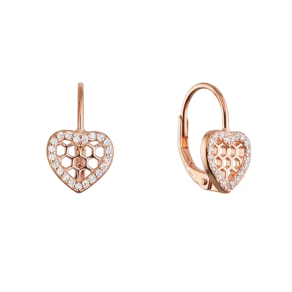 Pozlacené stříbrné náušnice srdíčka 11715.1 rose gold