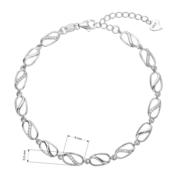 Stříbrný náramek kávová zrna se zirkony 13083.1 crystal