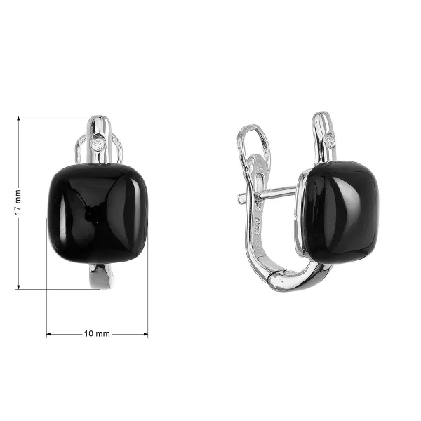 Stříbrné náušnice s pravým onyxem 11731.3