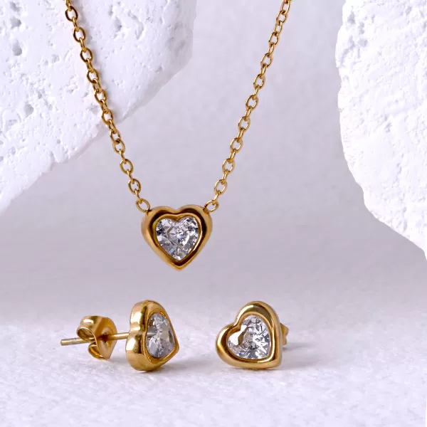Náhrdelník srdce s krystalem 42048.1 gold