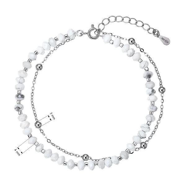Stříbrný dvojitý náramek s bílými howlity 13115.1