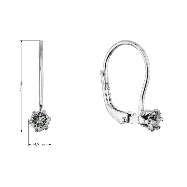 Stříbrné visací náušnice s Preciosa krystalem 31322.3 black diamond