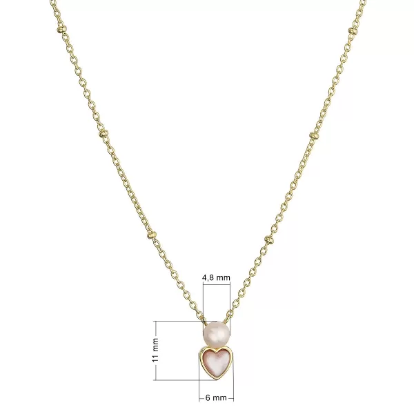 Pozlacený náhrdelník s říční perlou srdíčko 22055.1