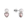 Stříbrné náušnice s říční perlou srdíčka 21119.1