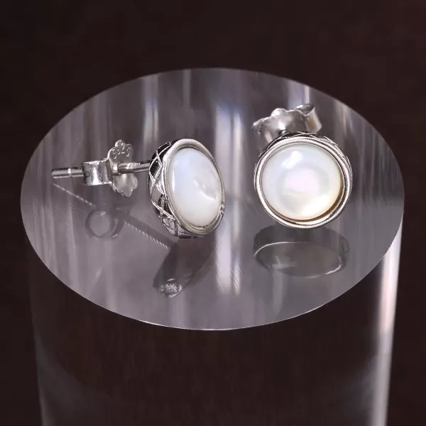 Stříbrné náušnice perleťová kolečka 11798.1