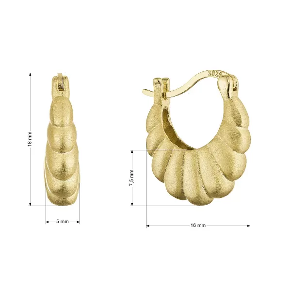 Pozlacené stříbrné náušnice tvarované kruhy 61107