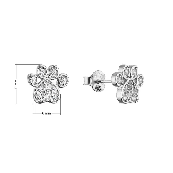 Stříbrné náušnice tlapky se zirkony 11612.1