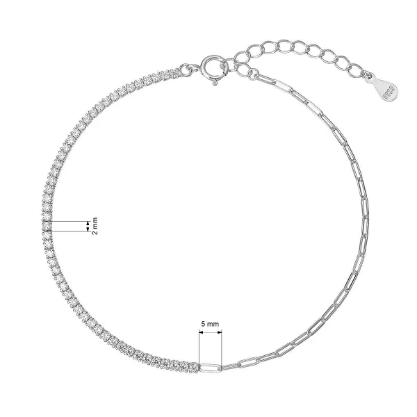 Stříbrný náramek se zirkony a řetízkem 13103.1