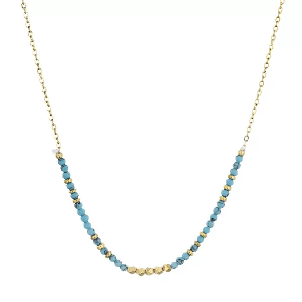 Náhrdelník ocelový s modrým tyrkysem 42034.3