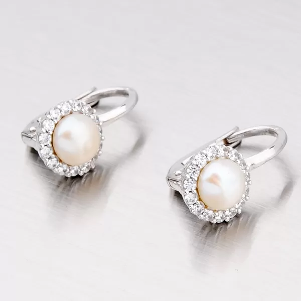 Dámské náušnice bílé zlato 585 perly 12-150