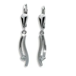 Dámské náušnice bílé zlato 585/1000 přírodní diamant 0.130 ct G/SI visací DF1548