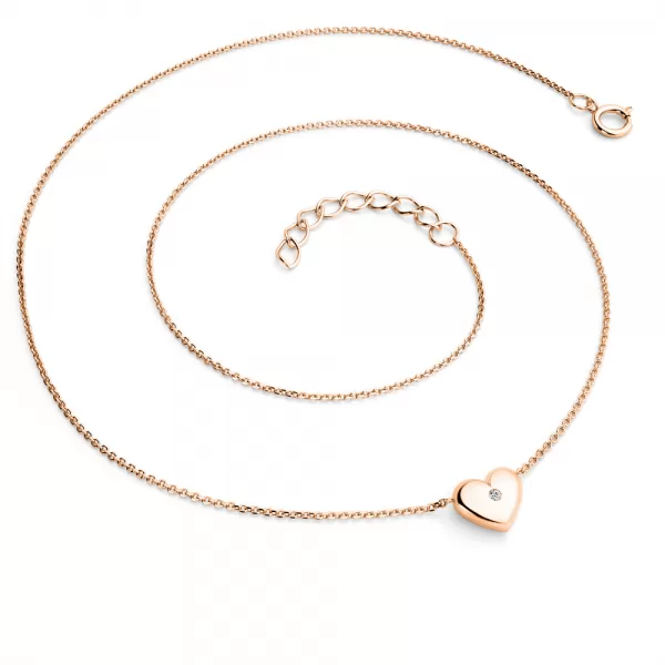 Dámský náhrdelník růžové zlato 585/1000 přírodní diamant 0.012 ct G/SI srdce 140019-NH01-CV-DIA