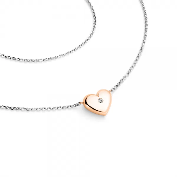 Náhrdelník srdce s diamantem 140019-NH01-BCV-DIA