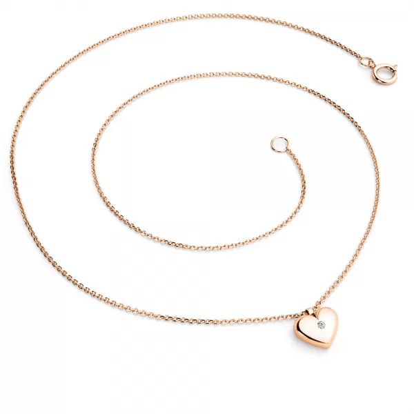 Dámský náhrdelník růžové zlato 585/1000 přírodní diamant 0.012 ct G/SI srdce 140019-NH02-CV-DIA