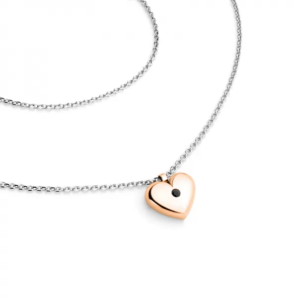 Náhrdelník srdce s diamantem 140019-NH02-BCV-Black