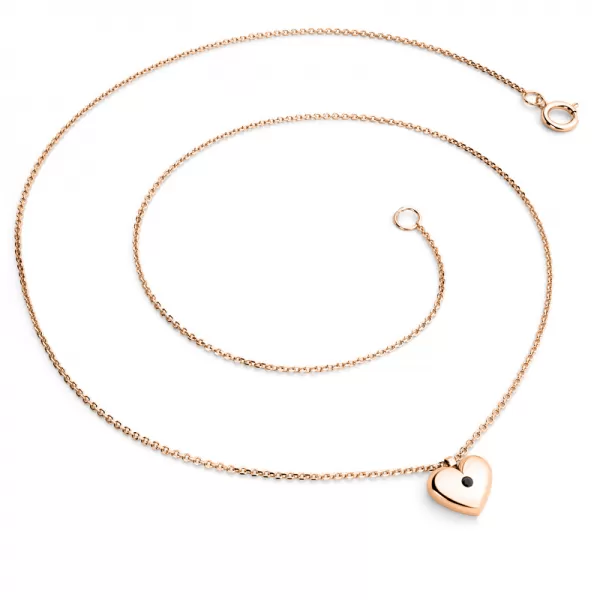 Dámský náhrdelník růžové zlato 585/1000 přírodní diamant srdce 140019-NH02-CV-Black