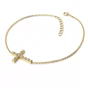 Zlatý náramek kříž s diamanty 140018-NR01-ZL-DIA