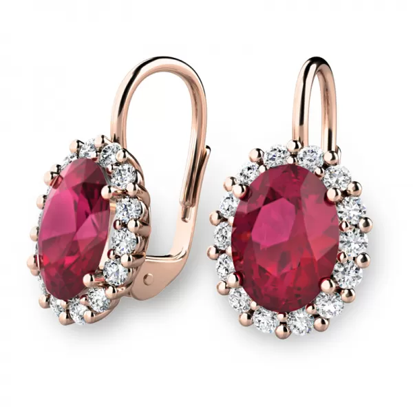 Luxusní náušnice s rubíny a diamanty 140029-CV-DIA-RUB