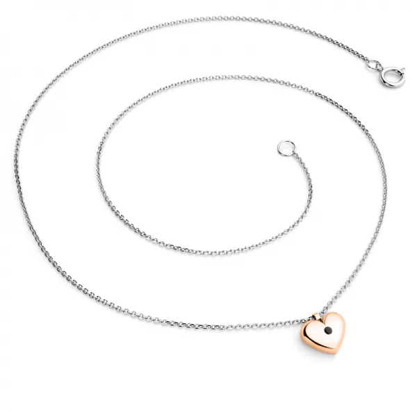 Dámský náhrdelník bílé zlato 585/1000 přírodní diamant srdce 140019-NH02-BCV-Black