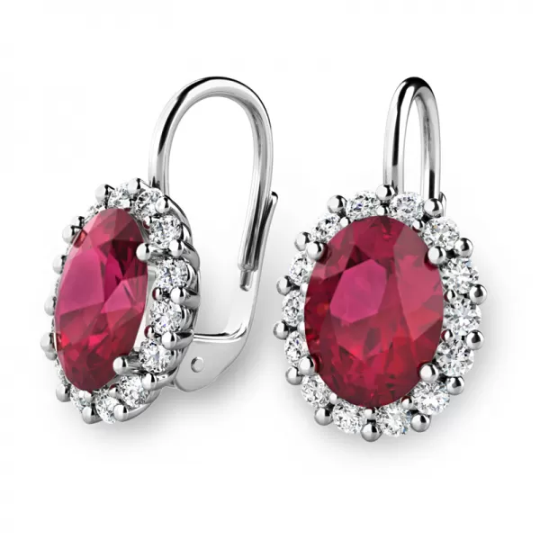 Luxusní náušnice s rubíny a diamanty 140029-B-DIA-RUB