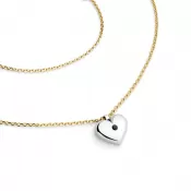 Náhrdelník srdce s diamantem 140019-NH02-ZLB-Black