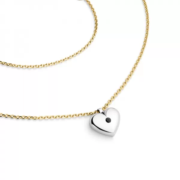 Náhrdelník srdce s diamantem 140019-NH02-ZLB-Black
