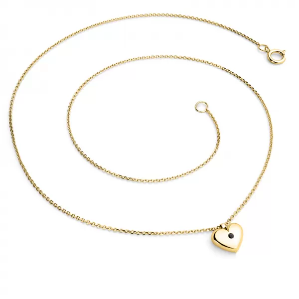 Dámský náhrdelník žluté zlato 585/1000 přírodní diamant srdce 140019-NH02-ZL-Black