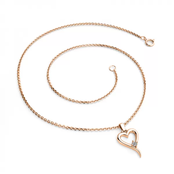 Srdce z růžového zlata s diamantem 140004-CV-DIA