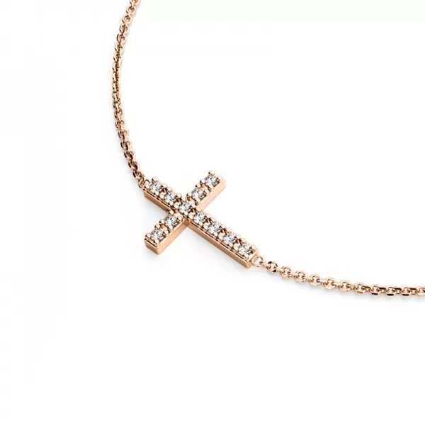 Náhrdelník s křížem a diamanty 140018-NH01-CV-DIA