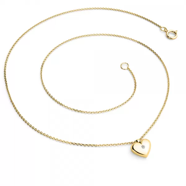 Dámský náhrdelník žluté zlato 585/1000 přírodní diamant 0.012 ct G/SI srdce 140019-NH02-ZL-DIA