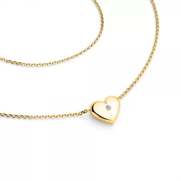 Náhrdelník srdce s diamantem 140019-NH01-ZL-DIA