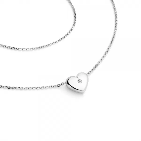 Náhrdelník srdce s diamantem 140019-NH01-B-DIA