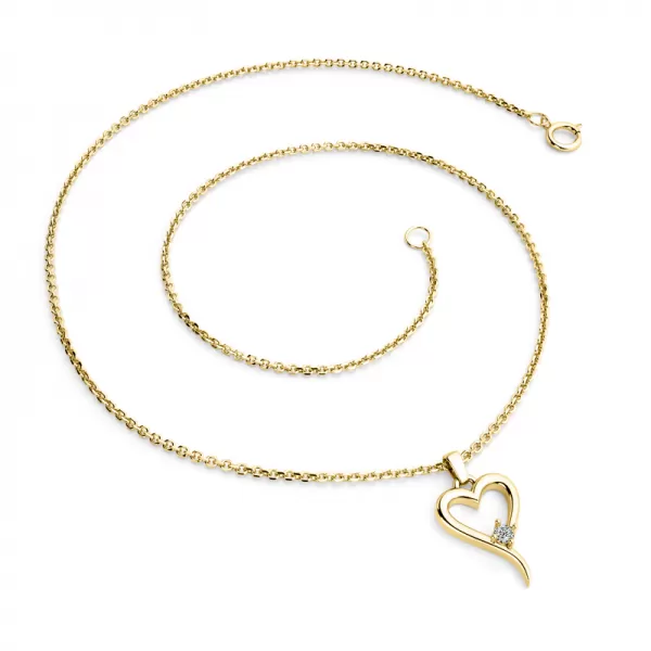 Srdce ze žlutého zlata s diamantem 140004-ZL-DIA